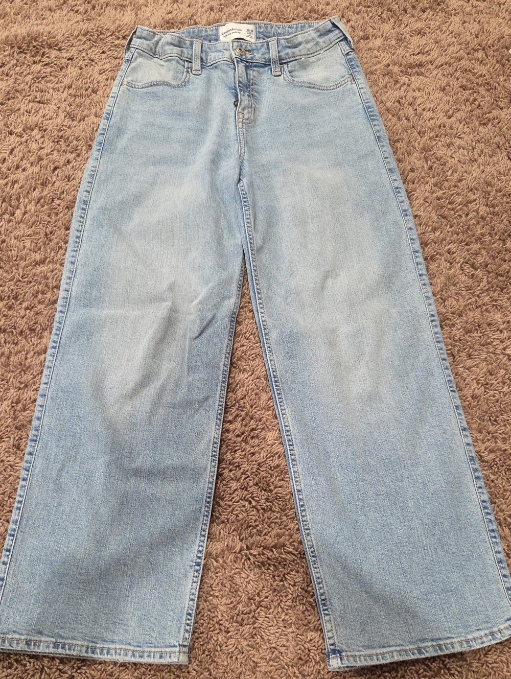 abercrombie kids Light Blue Relaxed Wide-Leg Jeans